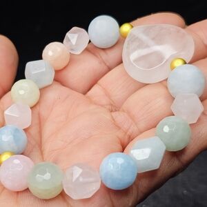 Pastel Beaded Bracelet with Quartz Accents
